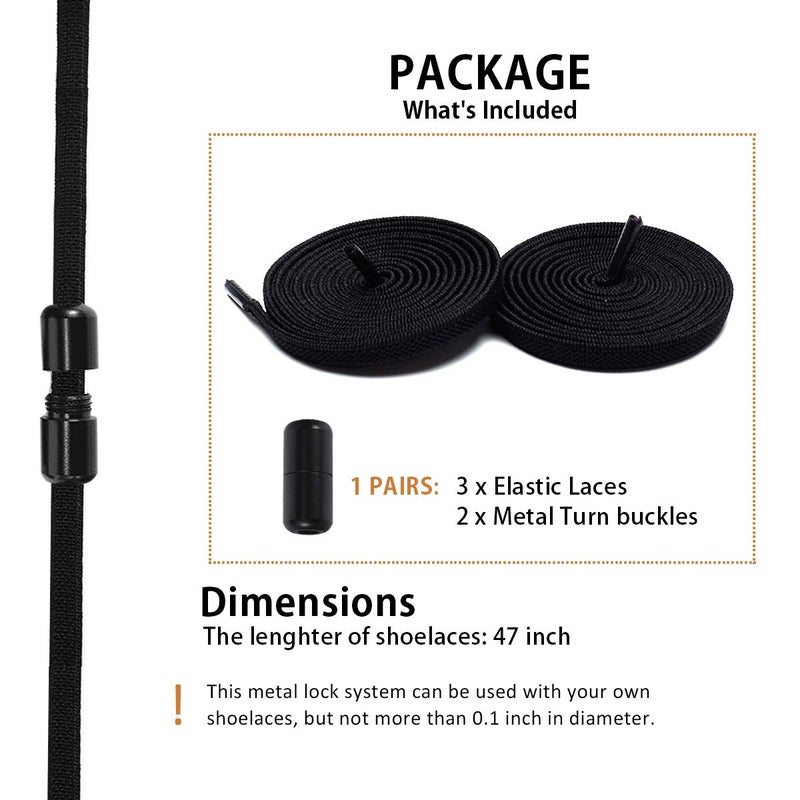 Alegrianan No Tie Shoelaces, Elastic Shoelaces for Adults/Kidsï¼ŒElastic No Tie Shoe Laces Black - Image 2